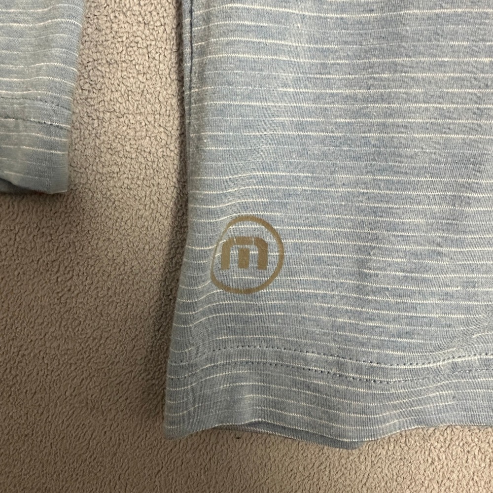 Travis Mathew Striped Performance Quarter Zip Pullover Sweater Blue Mens XXL - Picture 8 of 13